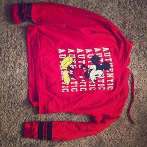 Red graphic Disney cropped sweatshirt